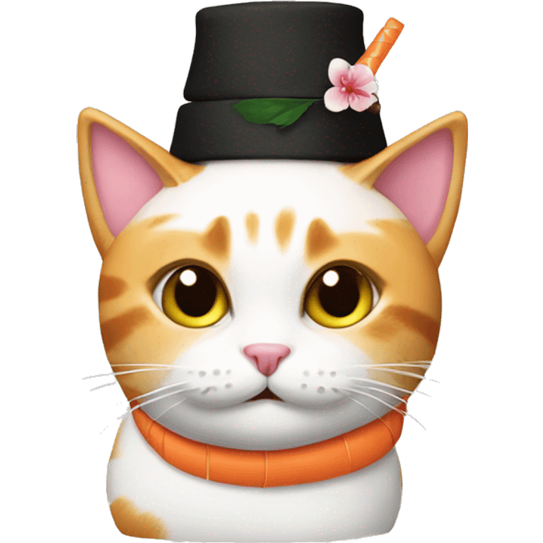 cat wearing sushi as a hat emoji