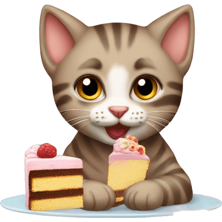 a baby cat eating a cake  emoji