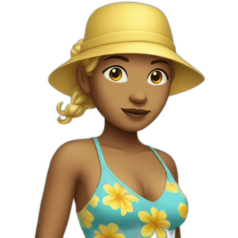 Girl with yellow skin in beach clothing emoji