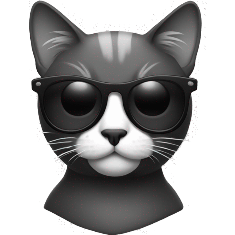 Cat with sunglasses black and white emoji