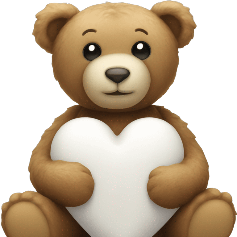 Teddy bear with a white heart emoji