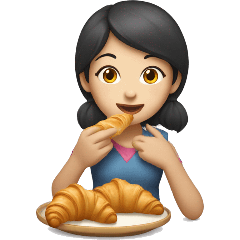 chinese girl eating croissants  emoji