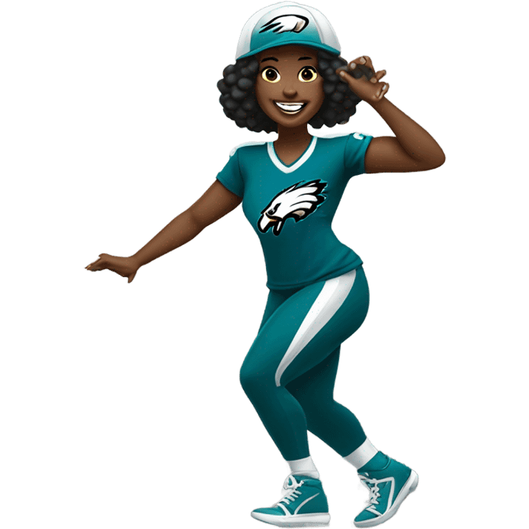 Black woman crip walking with eagles jersey on emoji