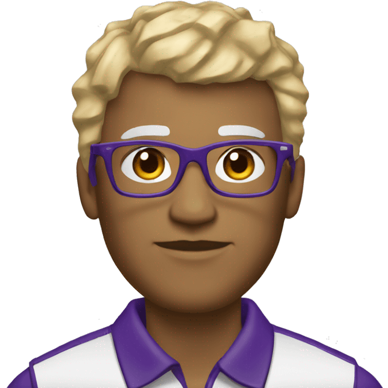 White with salt and pepper hair Basketball Coach Purple Polo Glasses whistle emoji