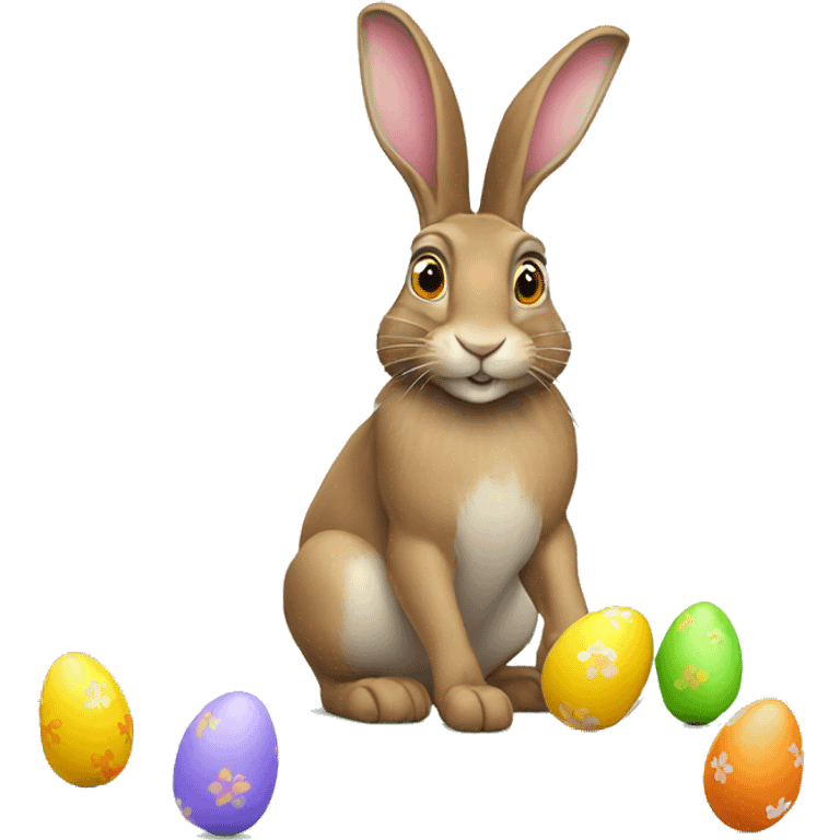 Hare with Easter eggs emoji