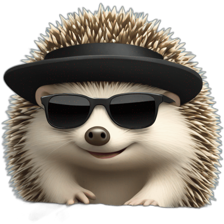 Hedgehog wearing a fedora and black sunglasses, playing piano emoji