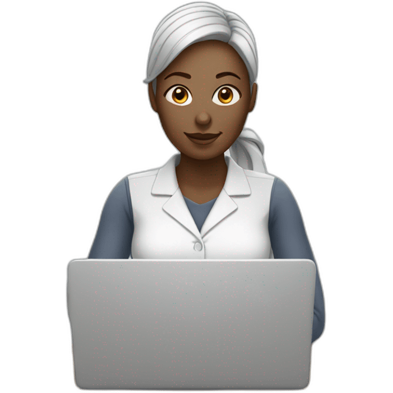 white skin woman working in IT with laptop emoji