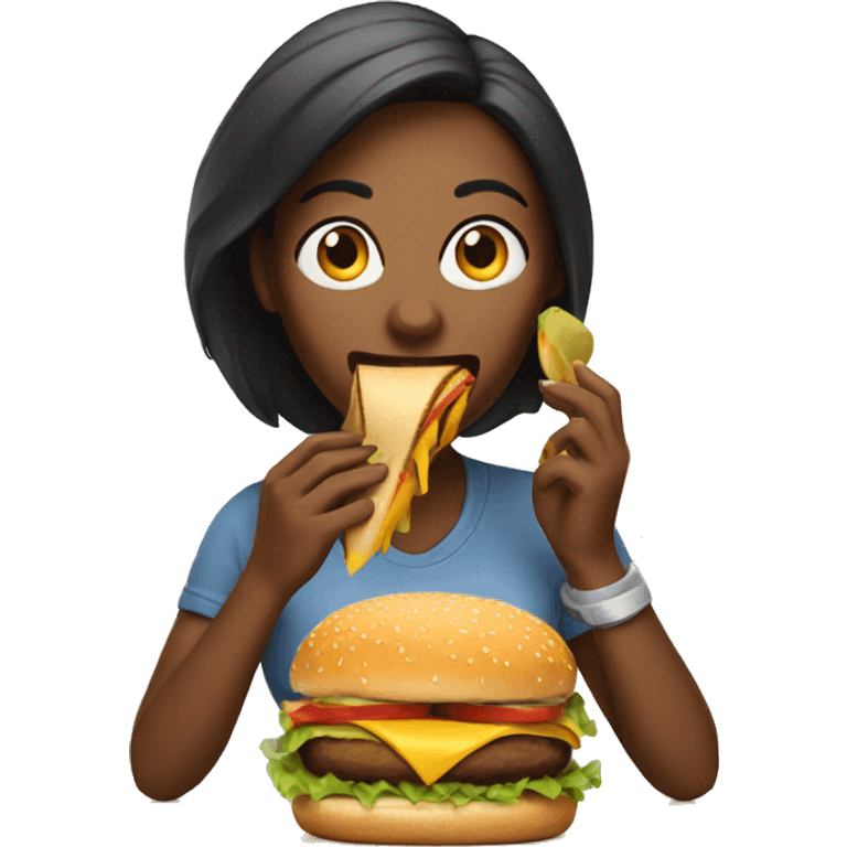 Women eating burger emoji