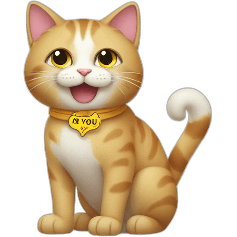 A cat with a sign saying thank you in Kazakh emoji