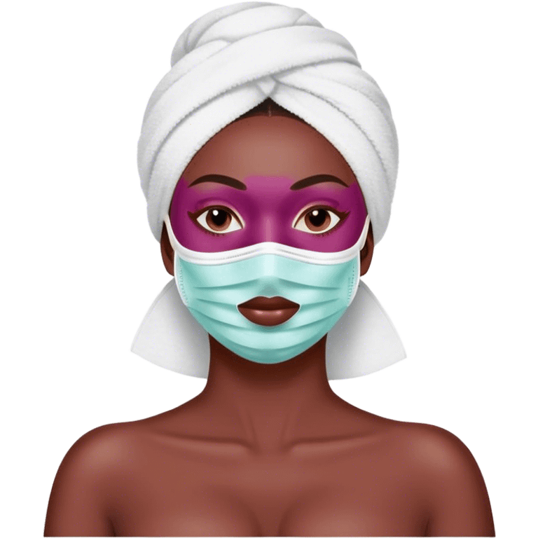 Lady with face mask spa beauty full face relaxing Burgundy emoji