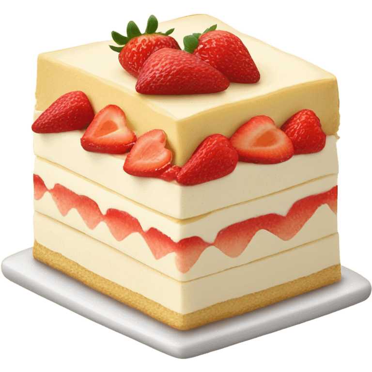 Vanilla slice cake with strawberry emoji