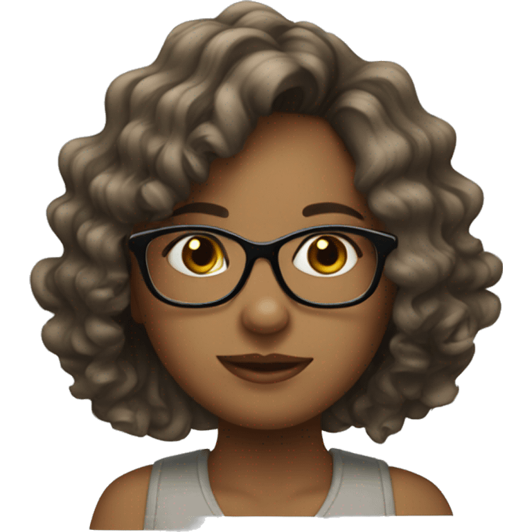 a wavy hairr girl with glasses emoji