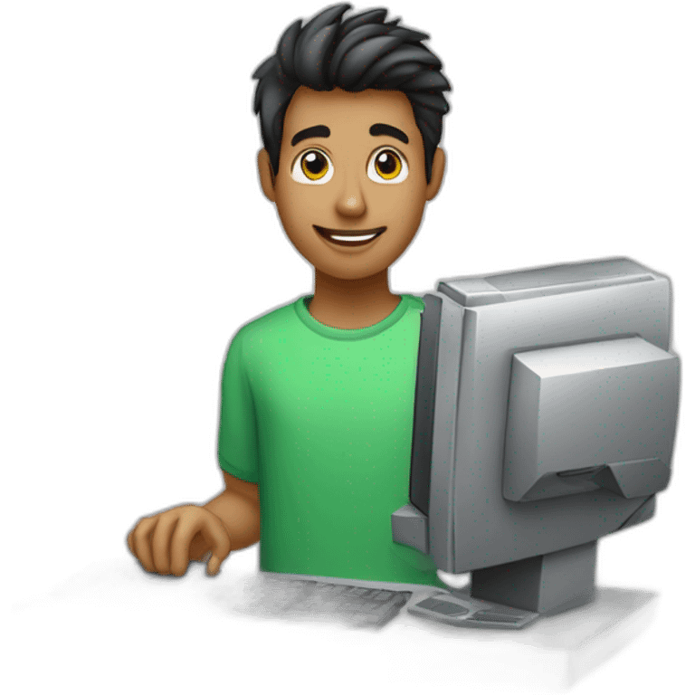 Young Man press a Button on a Computer Tastatur emoji