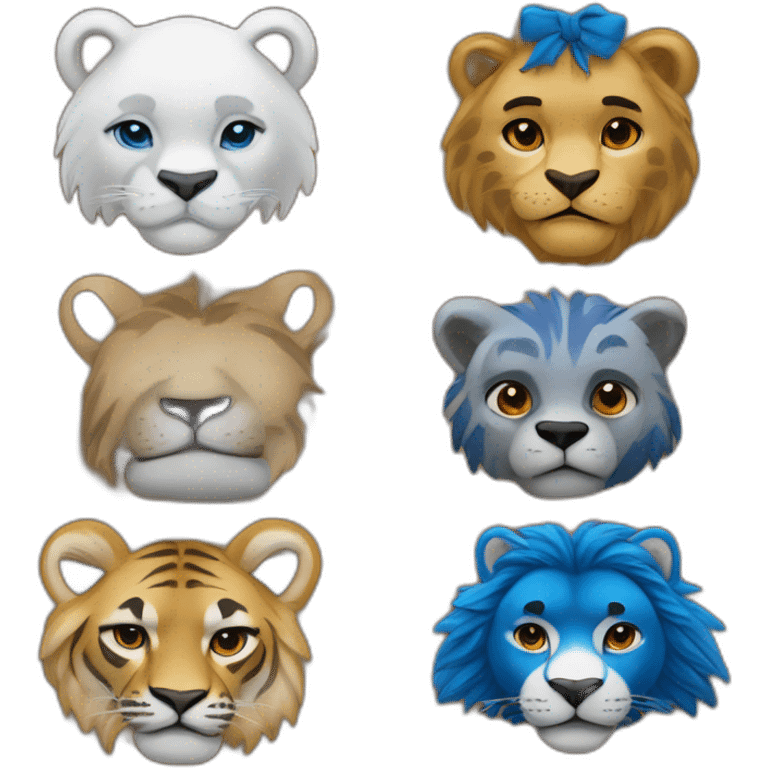 Fait un melange de ses 3 emojis 💙❤️🦁 emoji