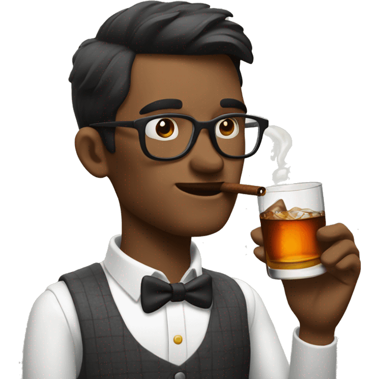 Nerd drinking whiskey and smoking a cigar  emoji