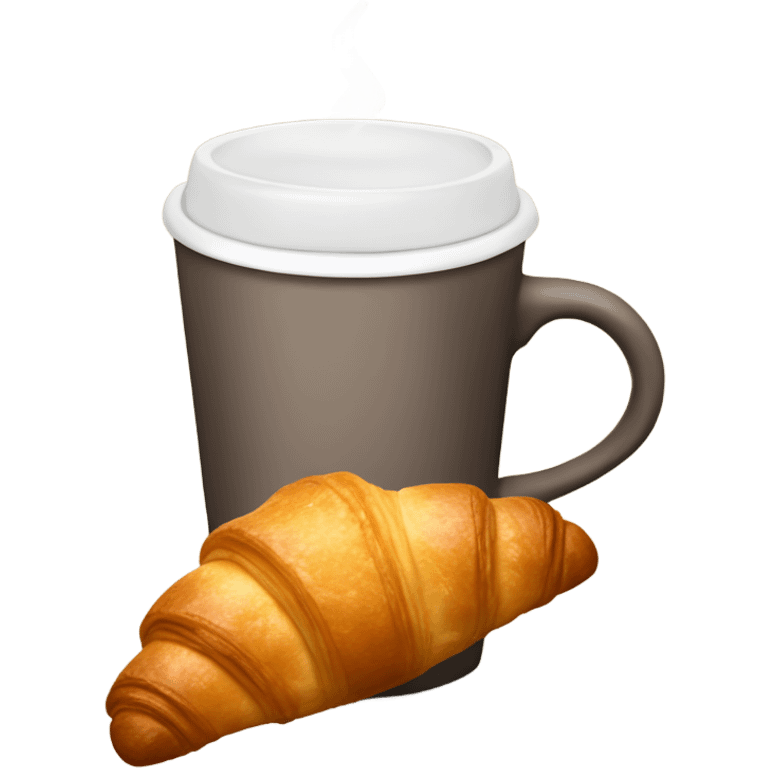 A cup of coffee with a croissant emoji