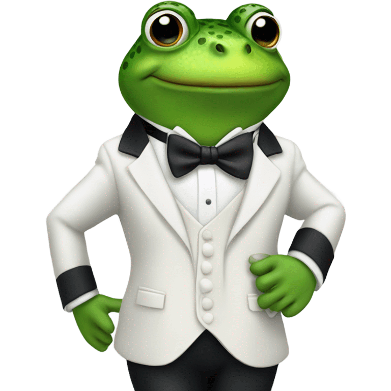 Green toad in tuxedo  emoji