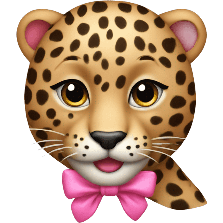 Leopard with pink bow  emoji