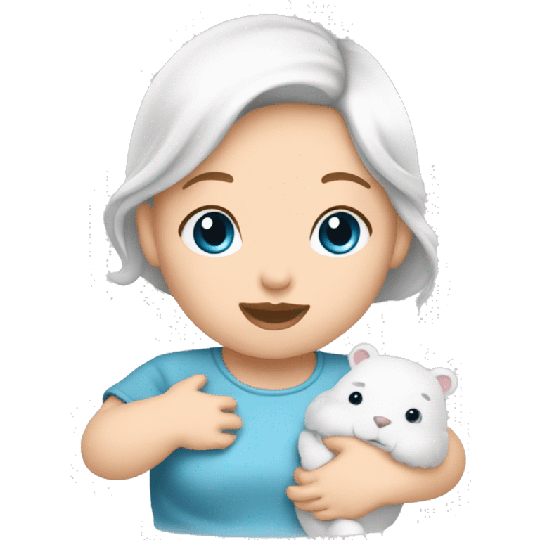 mom holding newborn baby girl with blue eyes white skin and black hair and white skin newborn girl bab white skin black hair emoji