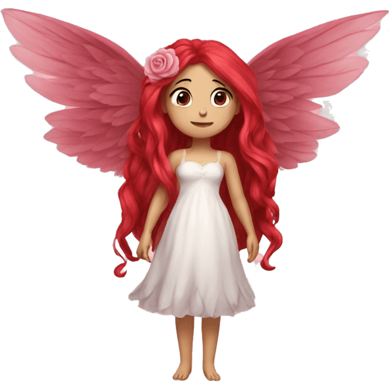 big wings, rose, Beautiful, fairy, red, long hair emoji