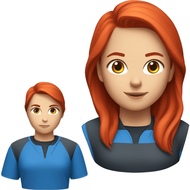 a female esports coach with red hair and blue shirt.  emoji