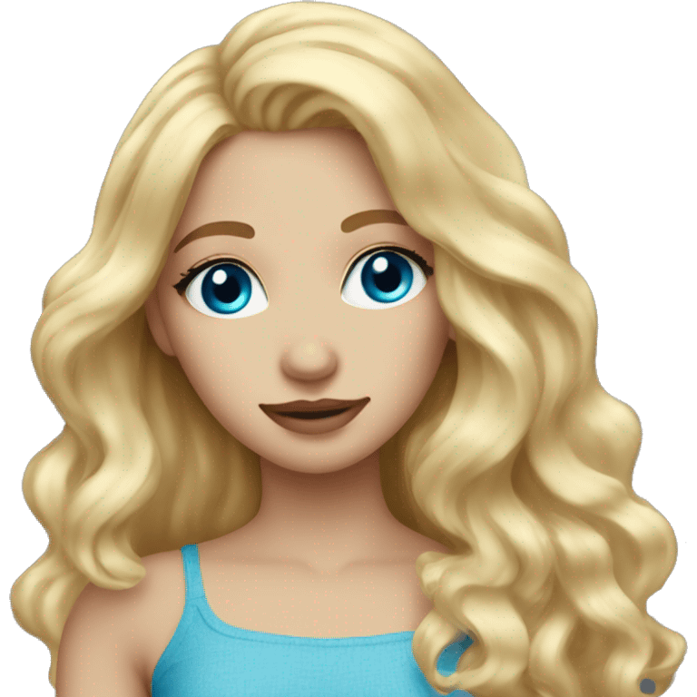 Blond wavy hair on a girl blue eyes and decent lashes  emoji