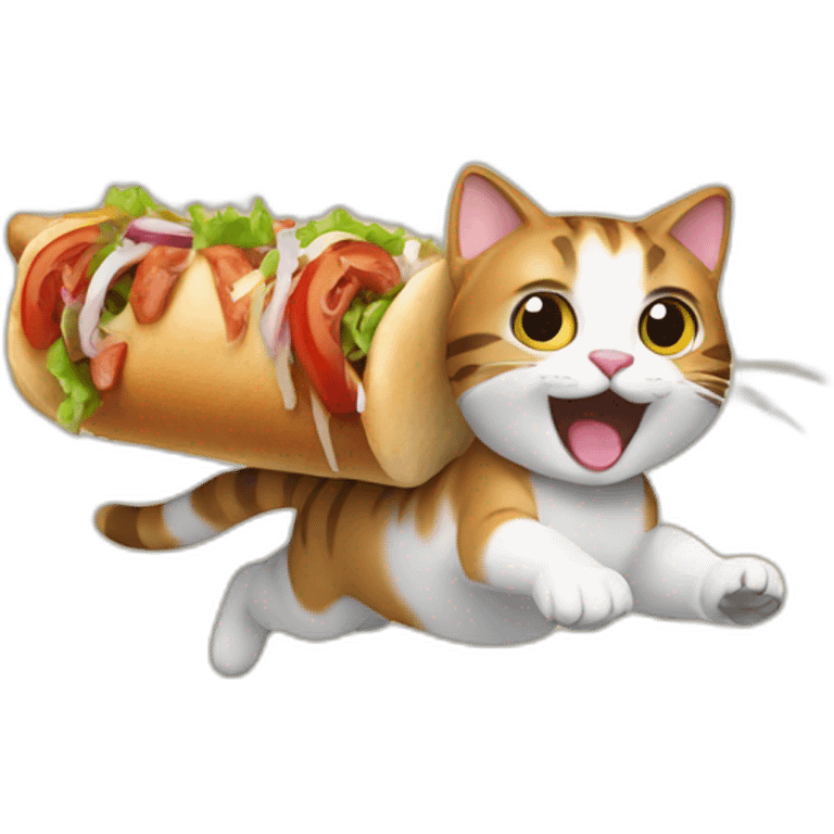 Cat running on kebab emoji