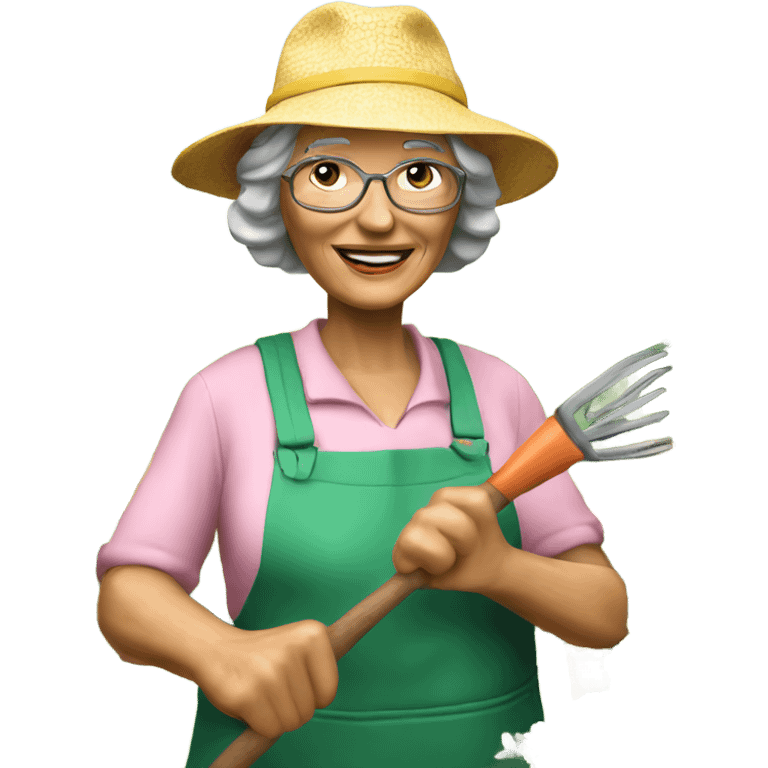 3d hyper realistic senior woman gardening  emoji