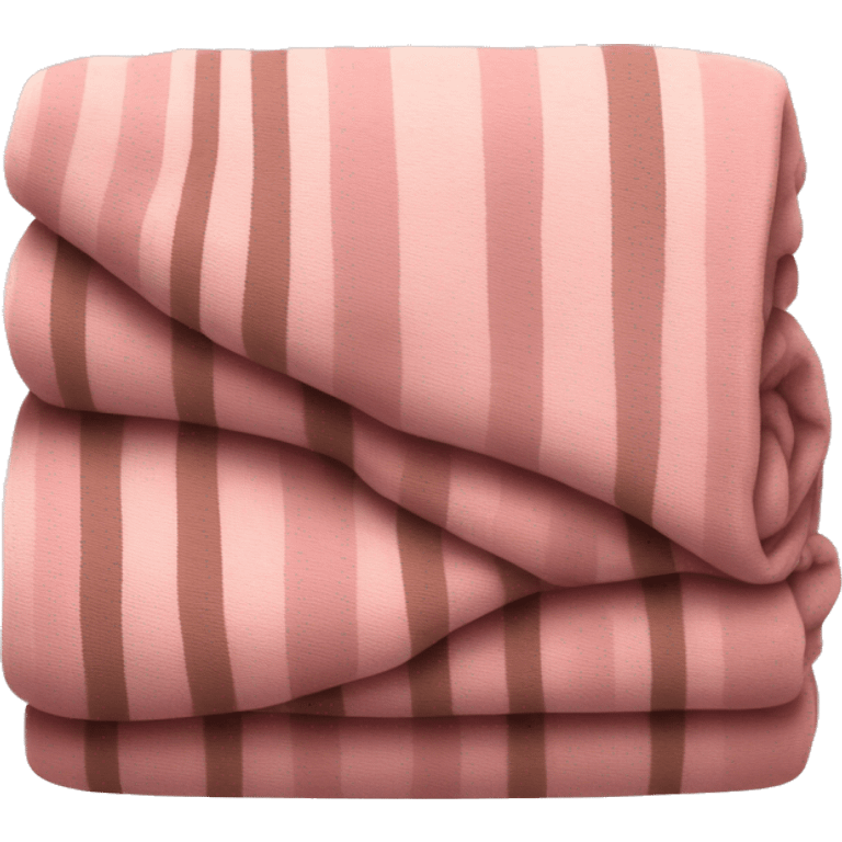 cozy pink folded blanket with thin brown stripes emoji