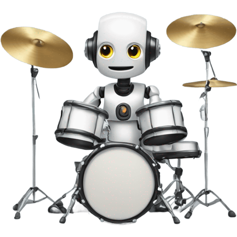 cute robot plays the drum set emoji