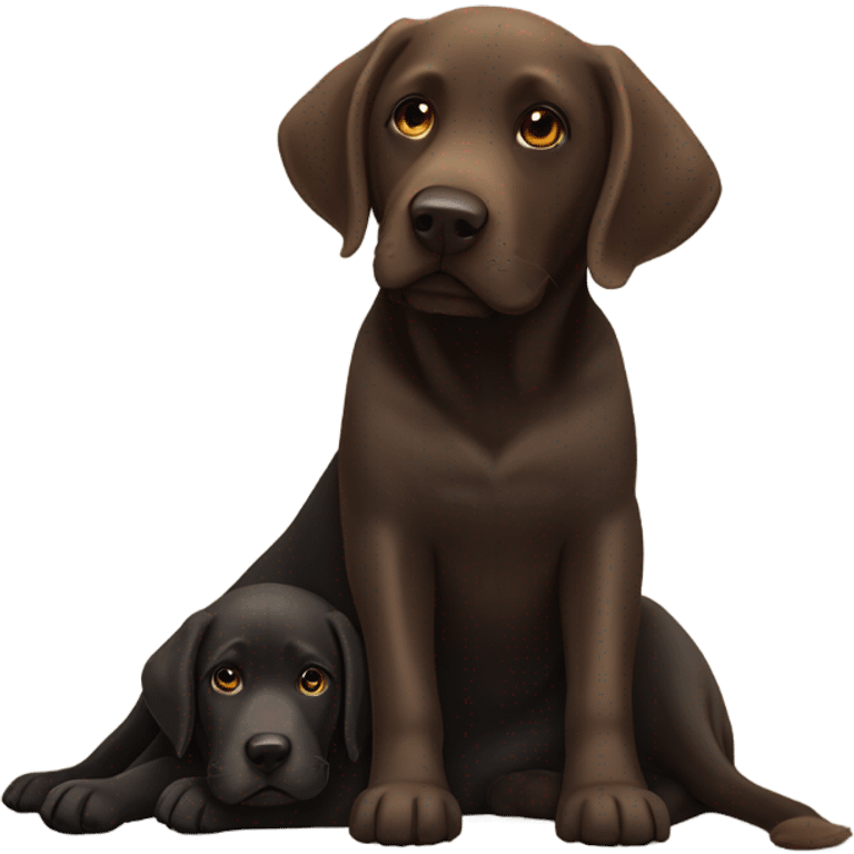  Black Labrador and brown Labrador lying on each other emoji