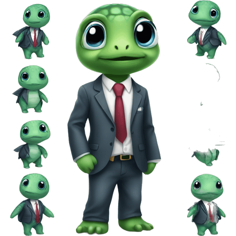 Baby sea turtle wearing a suit and tie  emoji