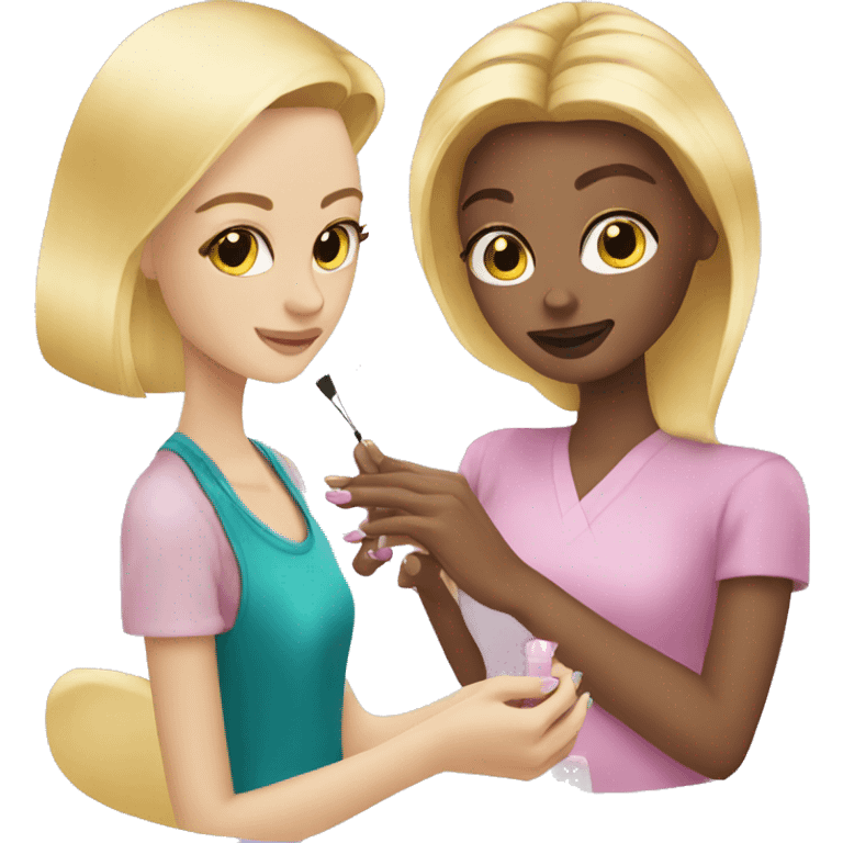 Blonde girl gets a manicure emoji