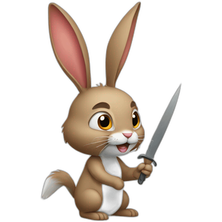 Rabbit holding sharp emoji