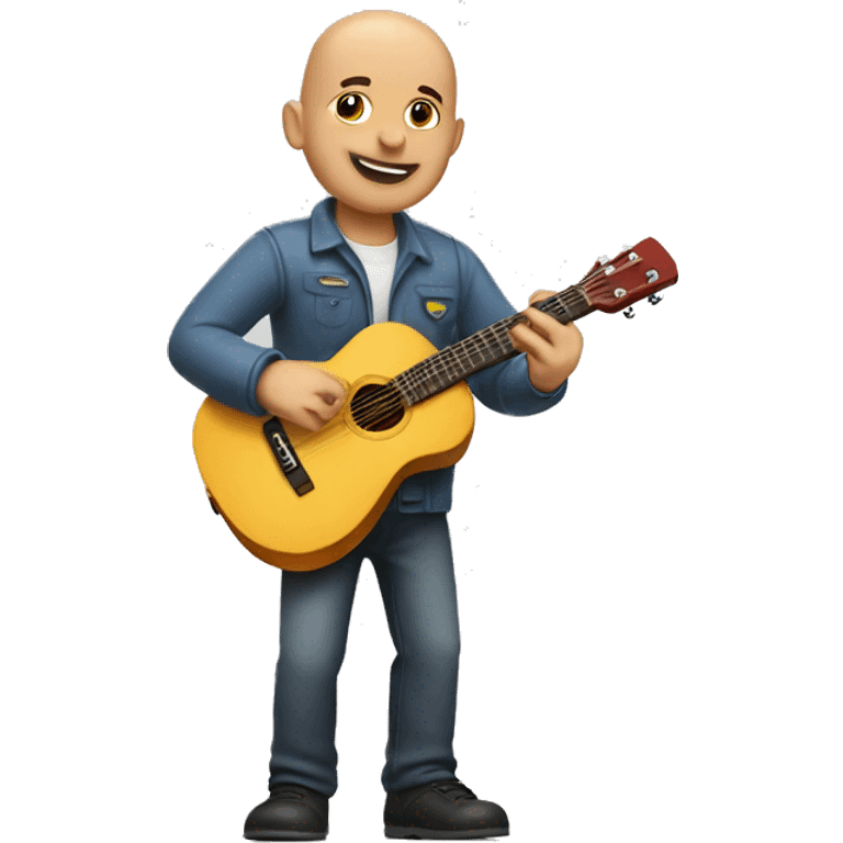 Bald Pinza delivery boy with guitar emoji