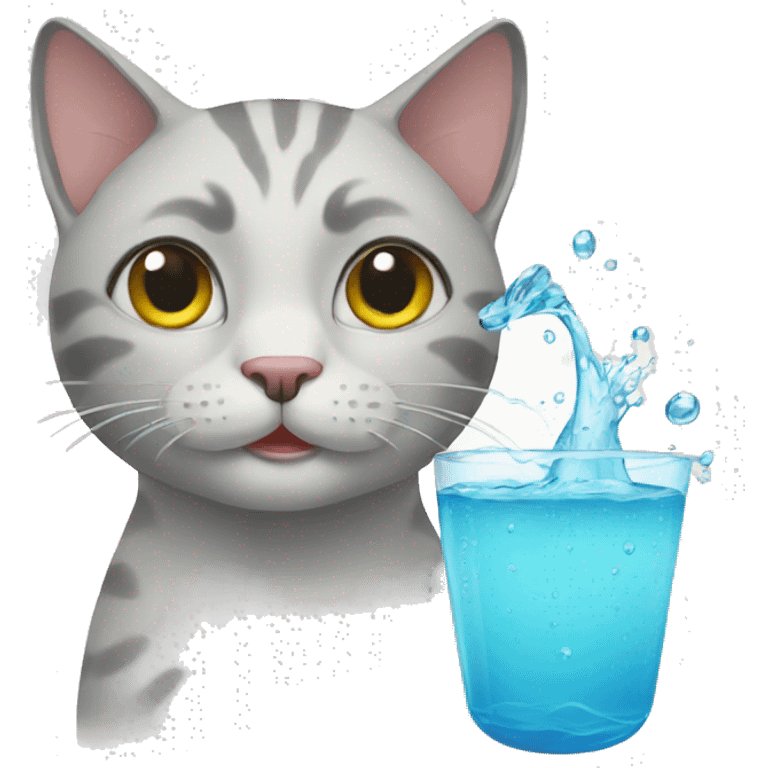 Cat with water emoji