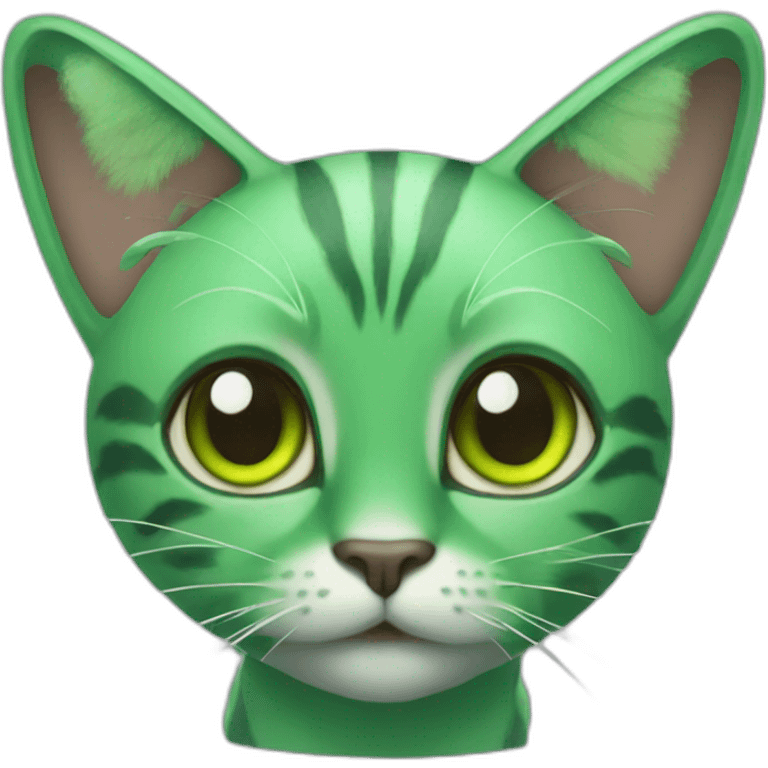 A green cat with butterfly wings emoji