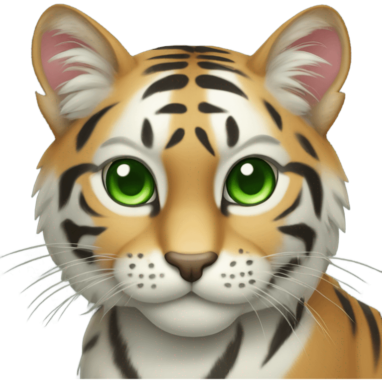 Tiger cat with green eyes emoji