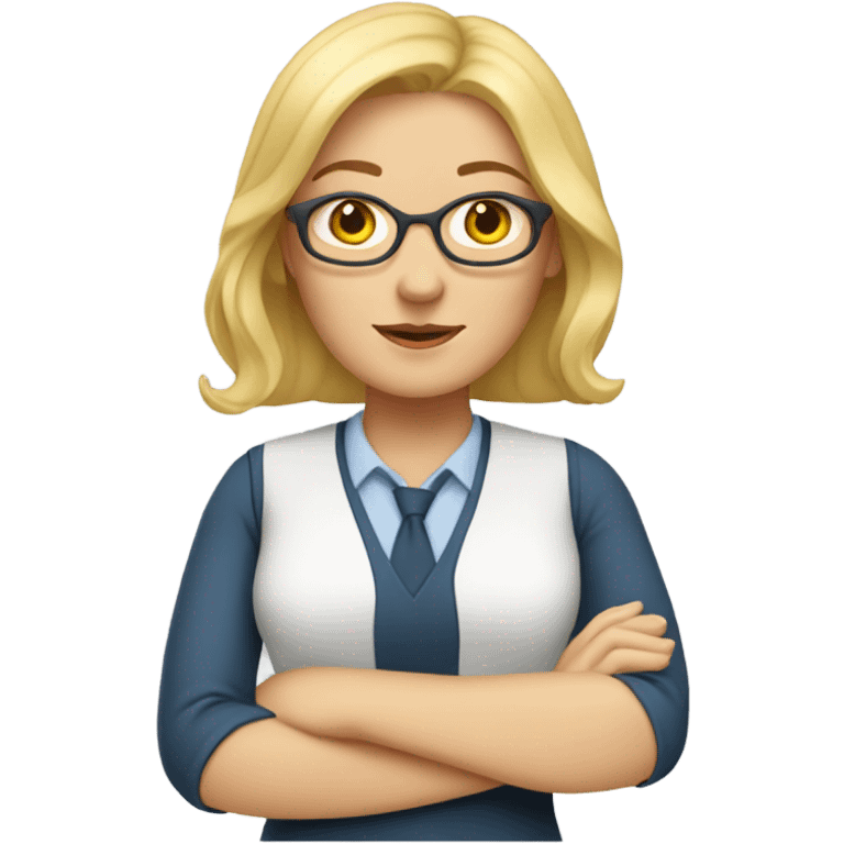 apple style emoji, with blond white woman as teacher emoji