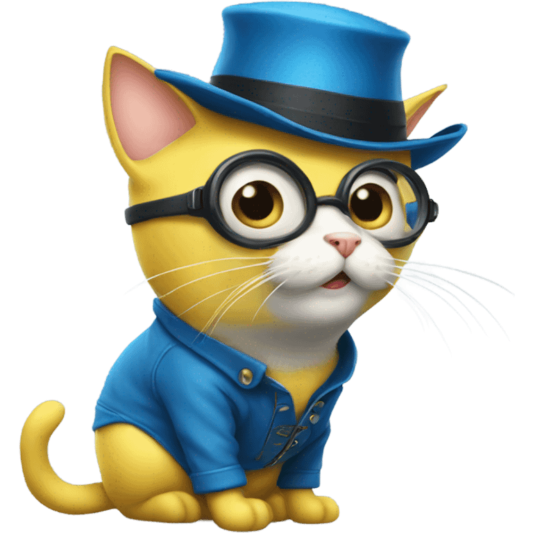 yellow minion cat with bleu hat emoji