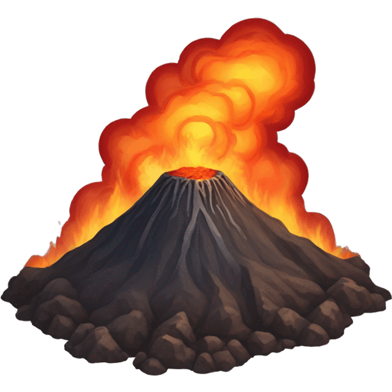 awakened volcano, ashes, fire, relief emoji