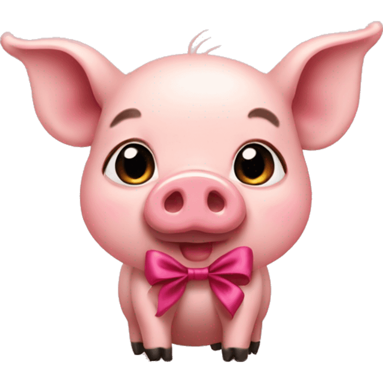 little pig with a bow emoji