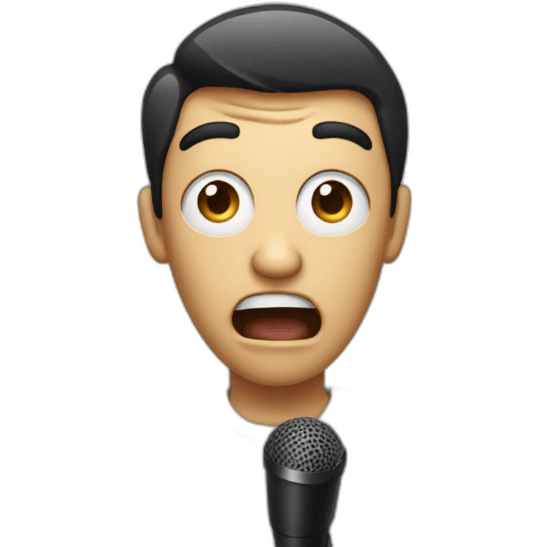 shocked face man with a microphone emoji