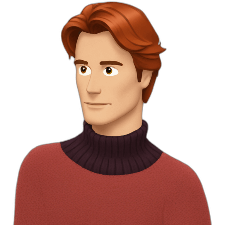 Alain delon turtleneck cosy sweater red hair emoji