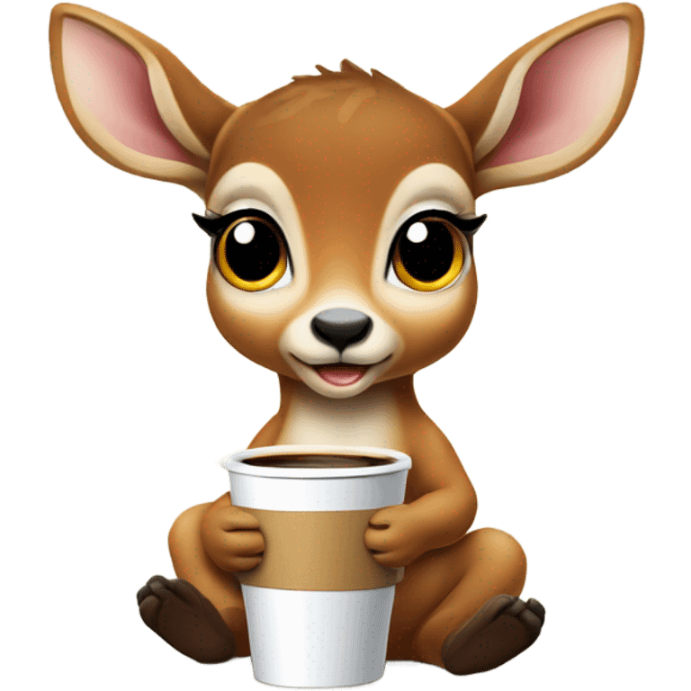 Baby deer drinking coffee emoji