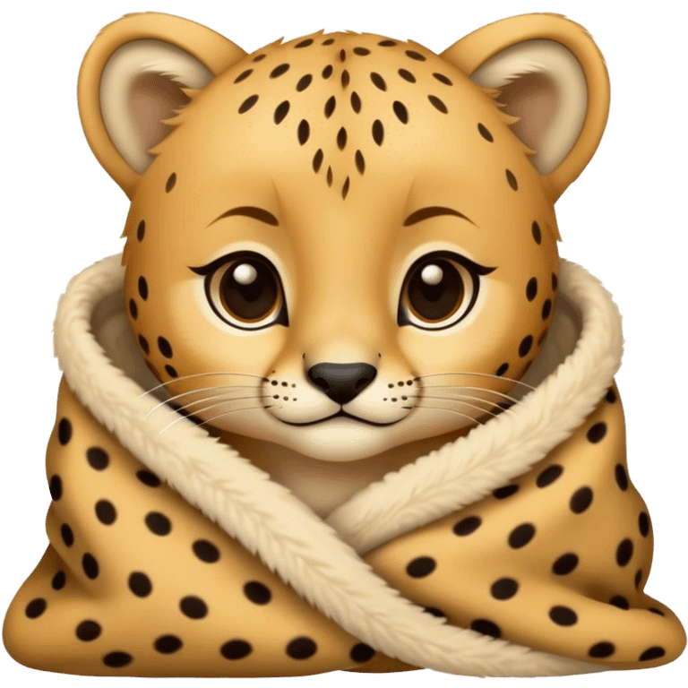 Baby cheetah cozy in blanket  emoji