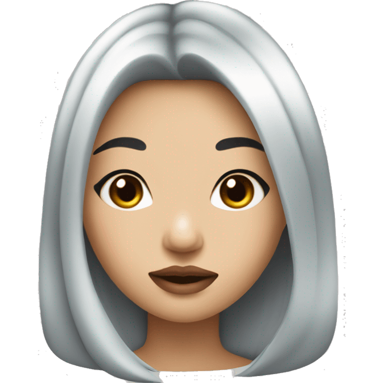 asian girl with sliver midle hair, big lips, long lashes emoji