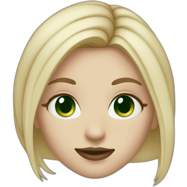 white girl, blond hair, green eyes, nose piercing on the side and a septum emoji