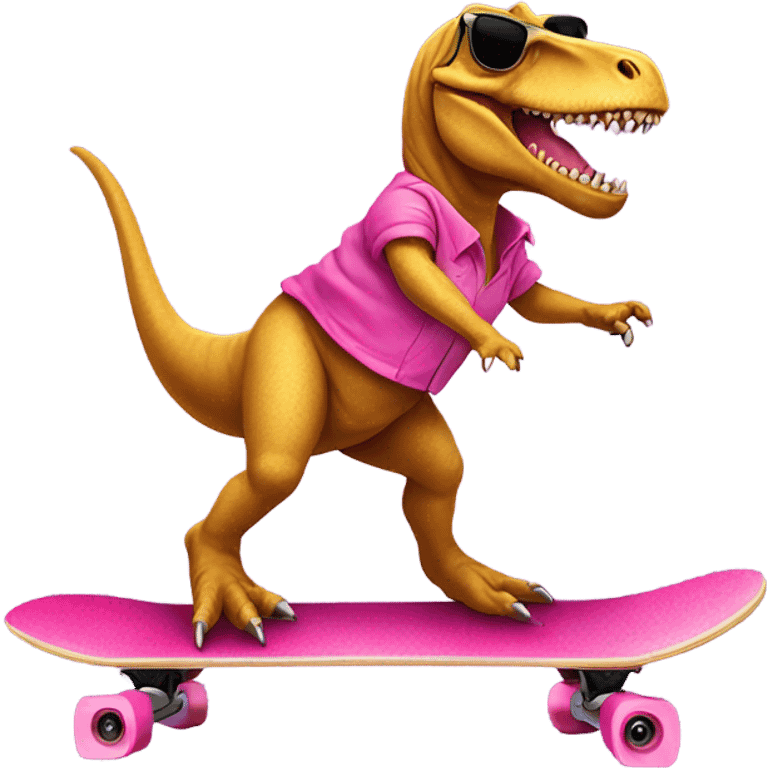 trex on a skateboard with pink sunglasses  emoji