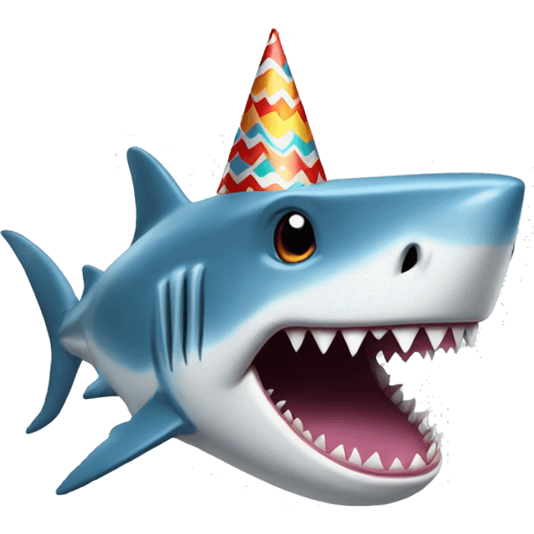 Shark with a party hat emoji